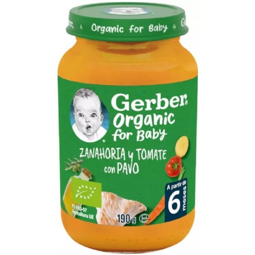 Gerber organic zanahoria tomate pavo (1 tarrito 190 g)